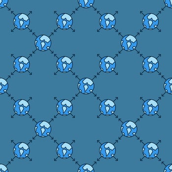 Earth Planet International Relations blue seamless pattern vector