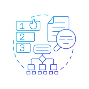 Recursive chunking blue gradient concept icon. Dividing data into smear segments. Maintaining logical structure. Round shape line illustration. Abstract idea. Graphic design. Easy to use in article vector
