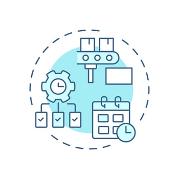 Master production schedule soft blue concept icon. Products manufacture planning process. MRP input. Round shape line illustration. Abstract idea. Graphic design. Easy to use in booklet vector