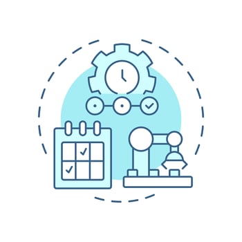 Time phased planning soft blue concept icon. Manufacturing timelines. SAP consumption based regulation. Round shape line illustration. Abstract idea. Graphic design. Easy to use in article vector