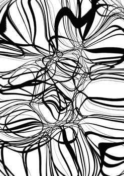 Neurographic drawing, black and white color cross lines. Abstract monochrome wave lines element png