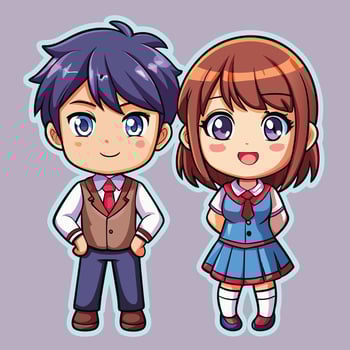 anime couple by kawaii-chibi vector