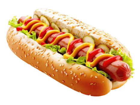 Hot dog with lettuce and mustard png