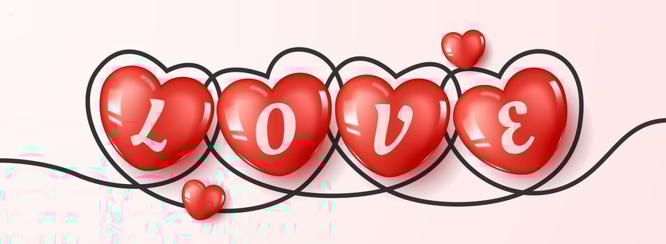 Happy Valentine's day. Love typography in heart shape with heart line. vector