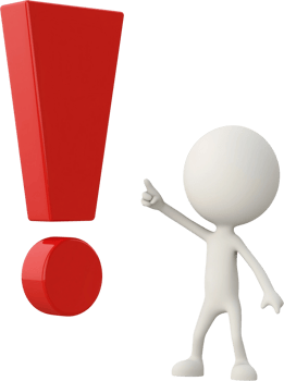 3d man pointing at red exclamation point png