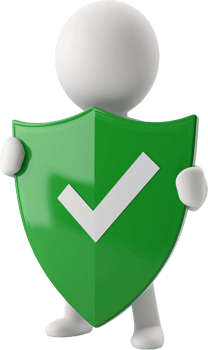3d person holding a green shield with a tick mark on it png