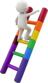 a person climbing up a rainbow colored ladder png