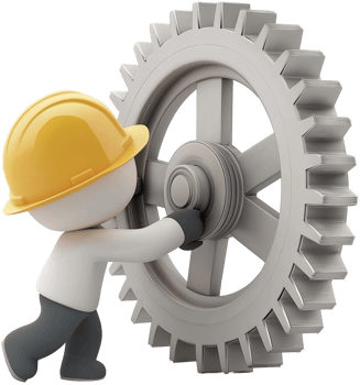 3d man working on a gear wheel png