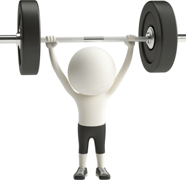 3d character lifting a barbell png