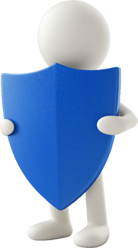 3d character holding a blue shield png