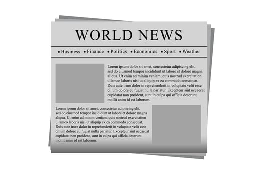 Realistic of black and white newspaper layout. Mock up of a blank daily newspaper. Business promotional news isolated on white background. vector