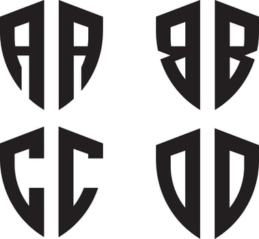 Initial A,B,C,D monogram letter shield shape logo design template vector