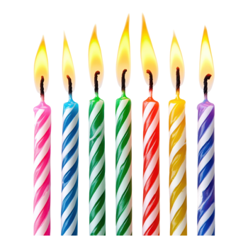 Birthday Candles on White Background on transparent background. png