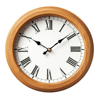 White Background Wall Clock on transparent background. png