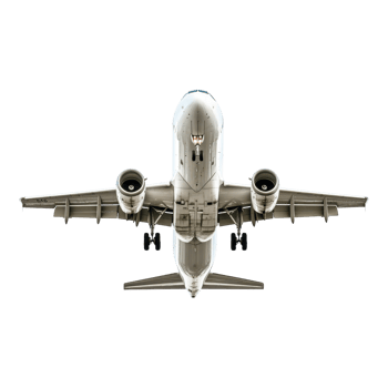 Airplane Landing on White Background on transparent background. png