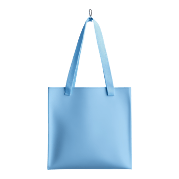 Baby Blue Tote Bag Mockup on transparent background. png