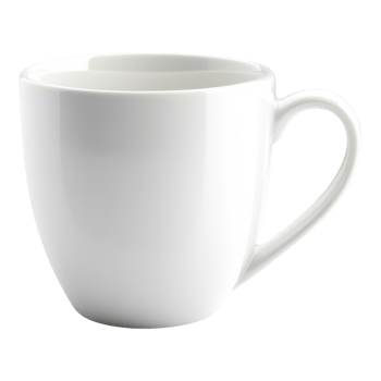 White Ceramic Coffee Cup Mockup on transparent background. png