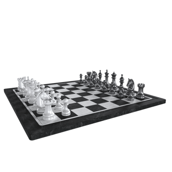 Classic chess set on black and white board ready for a game png