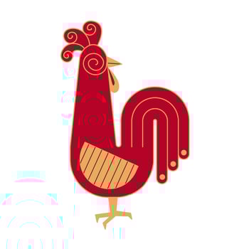 Trendy chinese new year horoscope abstract red and gold geometric animal rooster flat simple minimalist local style. Chinese zodiac calendar logo, Asian lunar astrological signs vector