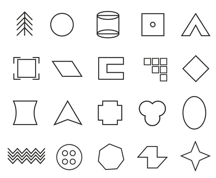 Collection of icons of simple geometric shapes. Linear flat style icon. vector