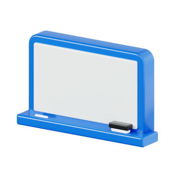 3D Minimalist Whiteboard with Marker and Eraser png