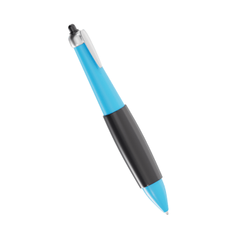 Stylish Ballpoint Pen in Blue and Black 3D Design png