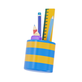 Bright Stationery Holder in Yellow and Blue Stripes png