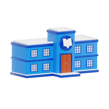 Modern School Illustration in Blue 3D Design png