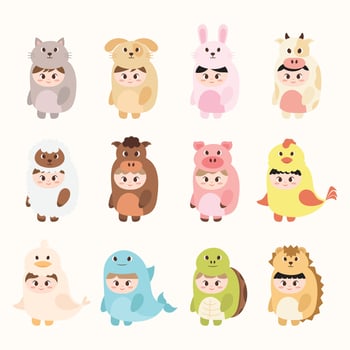 Illustration of Children Dressed as Animals vector