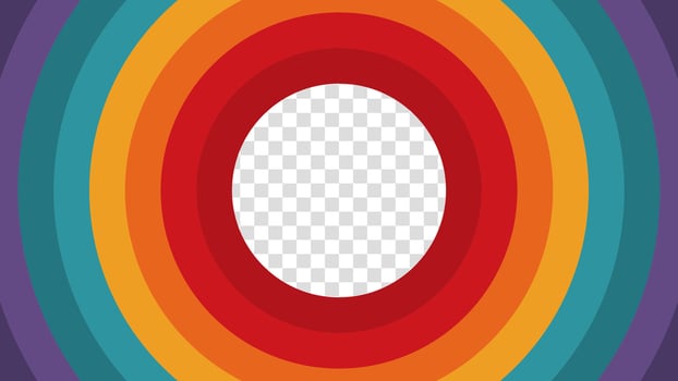 Abstract 1970s 1980s 1960s background with circles element and retro colors. Design in futuristic retro style with transparent circle. Funky illustration. vector