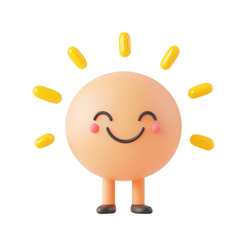 A cheerful cartoon sun character radiating positive energy and warmth. png