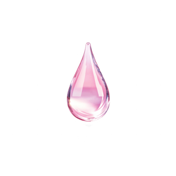 A clear pink droplet isolated against a black background, symbolizing freshness. png