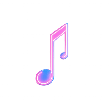 A vibrant neon musical note symbol, representing creativity and art in modern design. png