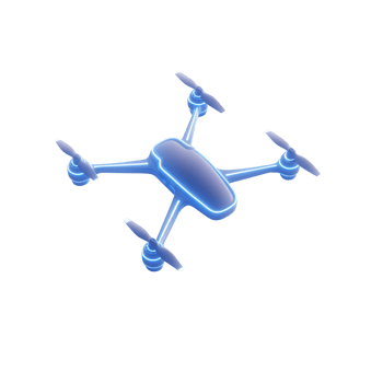 Futuristic drone design with sleek lines and modern features in vibrant colors. png