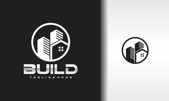 the circle house building city logo vector
