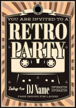 Retro Party Invitation with Cassette Tape Design and DJ Name vector