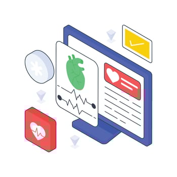 Ecg Report isometric Colored illustration. EPS File stock illustration vector