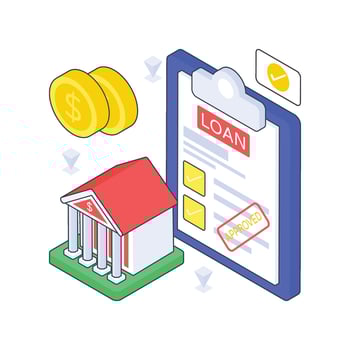 Loan Approved isometric Colored illustration. vector