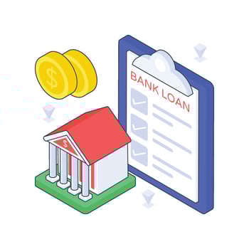 Bank Loan isometric Colored illustration. vector