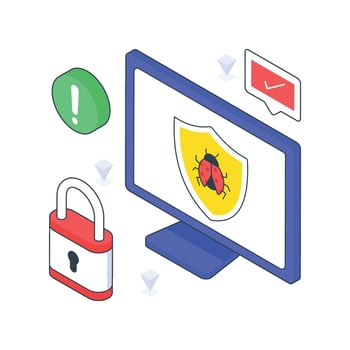 Antivirus beetle isometric Colored illustration. EPS File stock illustration vector