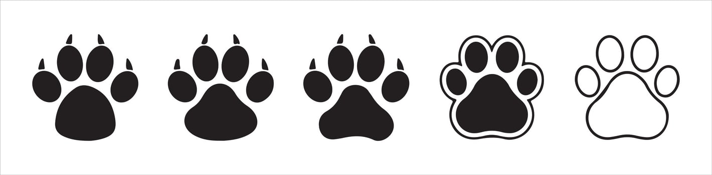 Silhouette of cat and dog paw print. vector