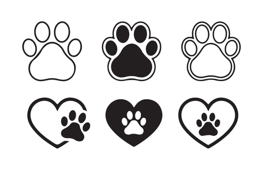 Paw icon,Dog paw icon print silhouette. vector