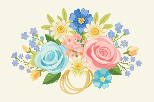 Beautiful watercolor flower set handmade style illustration vector