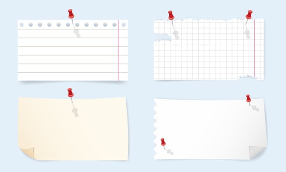 a set of rectangular stickers for notes, notebook sheets for notes vector