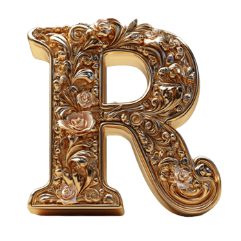 Ornate Golden Letter R png