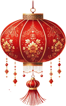 Luxurious Red Lantern with Floral Gold Accents png