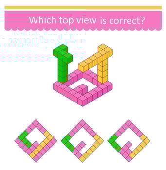 Find the correct top view of cubes. vector