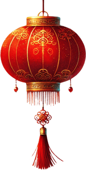 Elegant Red Lantern with Golden Patterns and Tassels png