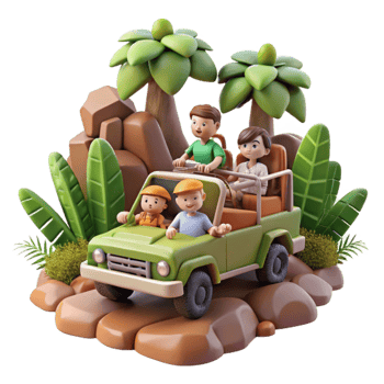Kids Jungle Jeep Adventure Tropical Fun png