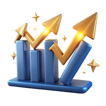 Trending Upward Growth Chart with Rising Arrows png
